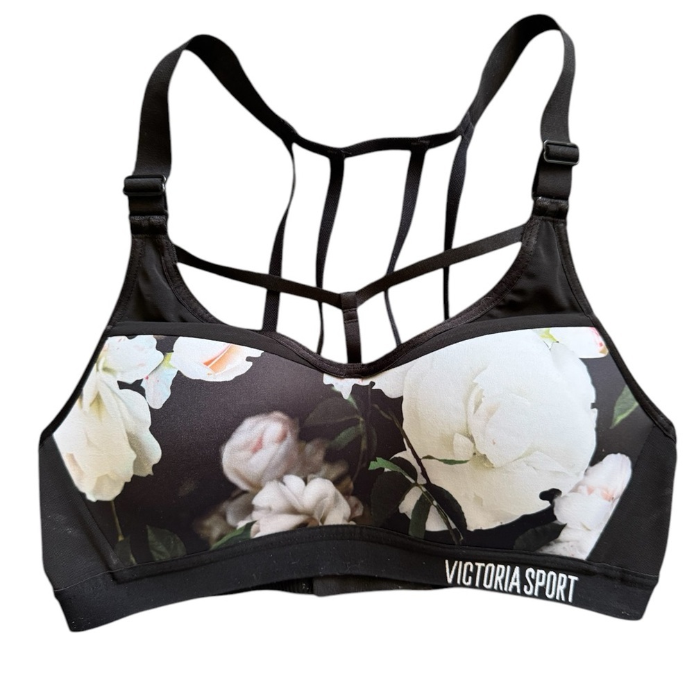 Victoria's Secret Victoria Sport Floral Sports Bra Women's Size 32B black straps